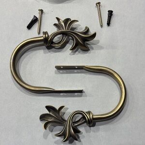 Umbra Pair Drapery Curtain Holder Tie Back Orchid Aged Brass New